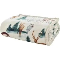 Winter Deer Throw - Cream, Flannel