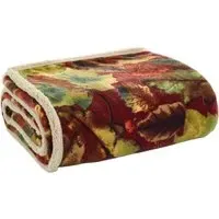 Winter Leaves Throw 130x170cm - Rust, Flannel