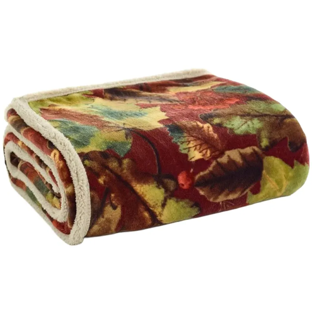 Winter Leaves Throw 130x170cm - Rust, Flannel image