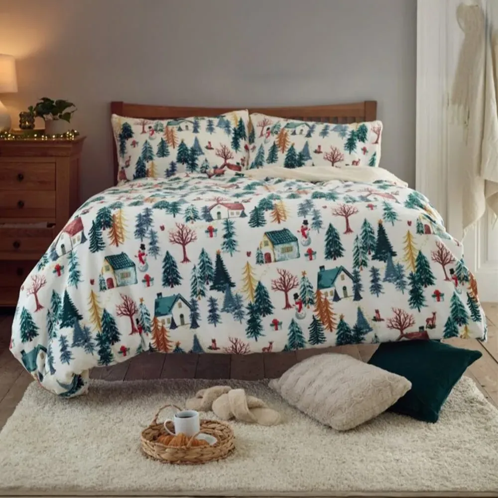 Winter Walk King Size Fleece Duvet Set - Multi, Fleece