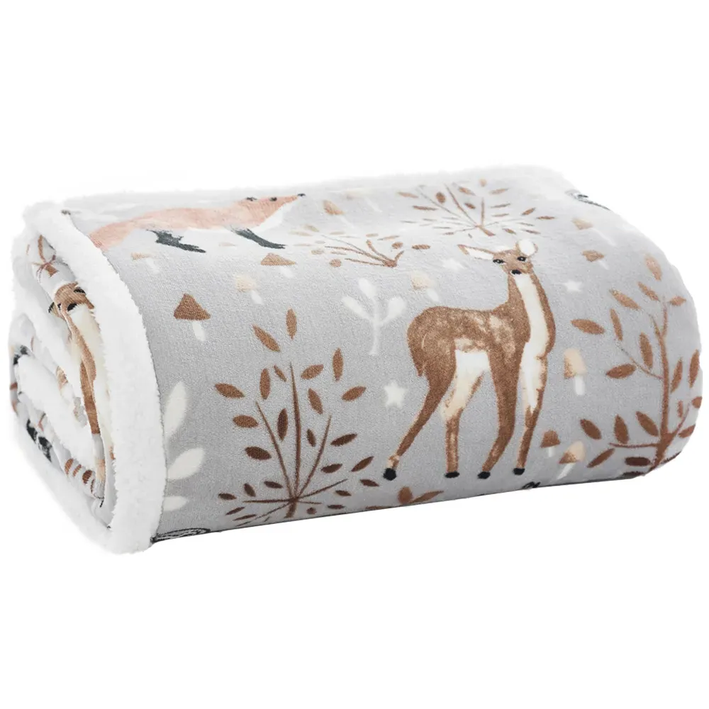 Winter Wild Life Sherpa Fleece Throw - Multi image
