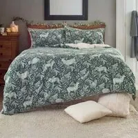 Woodland Folk Double Duvet Set - Green, Cotton-Polyester