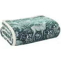Woodland Folk Flannel and Sherpa Throw - Green