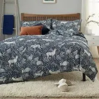 Woodland Folk Single Duvet Set - Navy, Cotton-Polyester