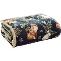 Woodland Wildlife Throw - Navy