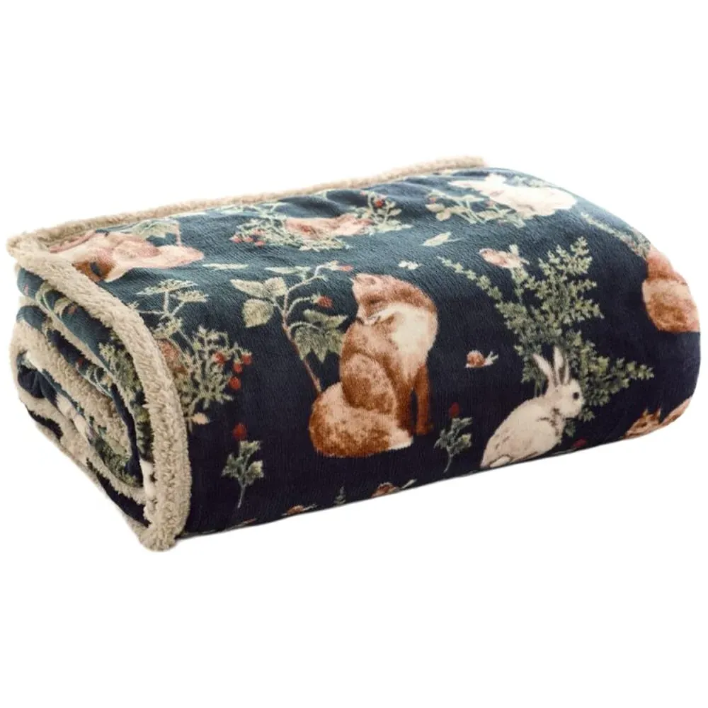 Woodland Wildlife Throw - Navy image