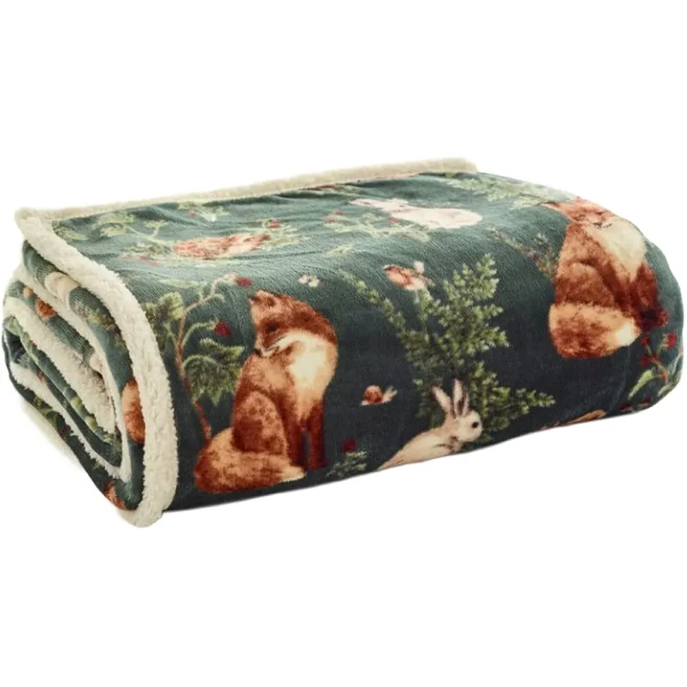Woodland Wildlife Throw - Sage, Polyester image