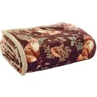 Woodland Wildlife Throw - Wine, Polyester