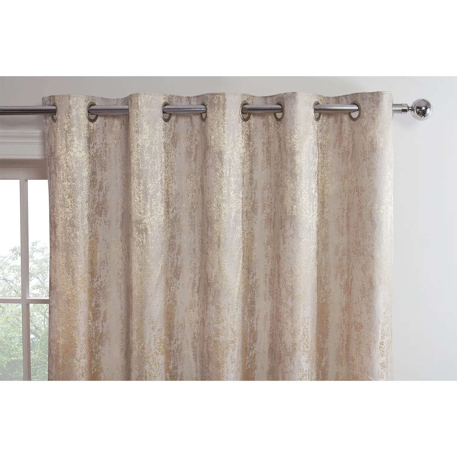 Agadir Jacquard Eyelet Curtain - Champagne