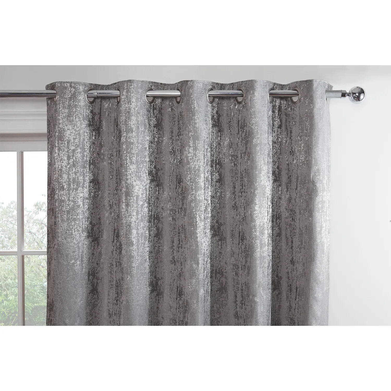 Agadir Jacquard Eyelet Curtain - Silver