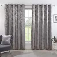 Agadir Jacquard Eyelet Curtains - Silver