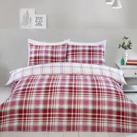 Ailsa Check Double Duvet Cover and Pillowcase Set - Pink