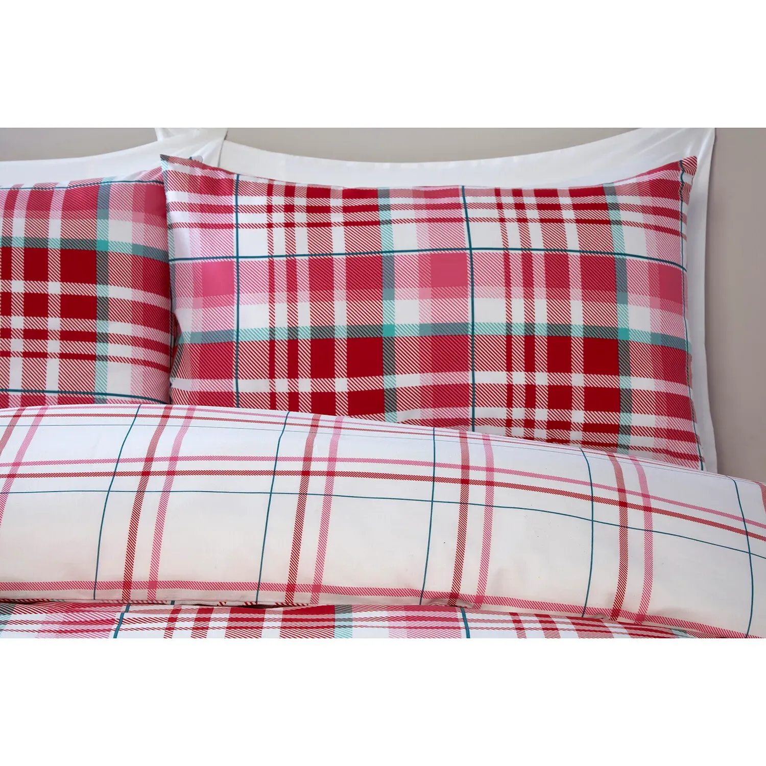 Ailsa Check Single Duvet Cover and Pillowcase Set - Pink