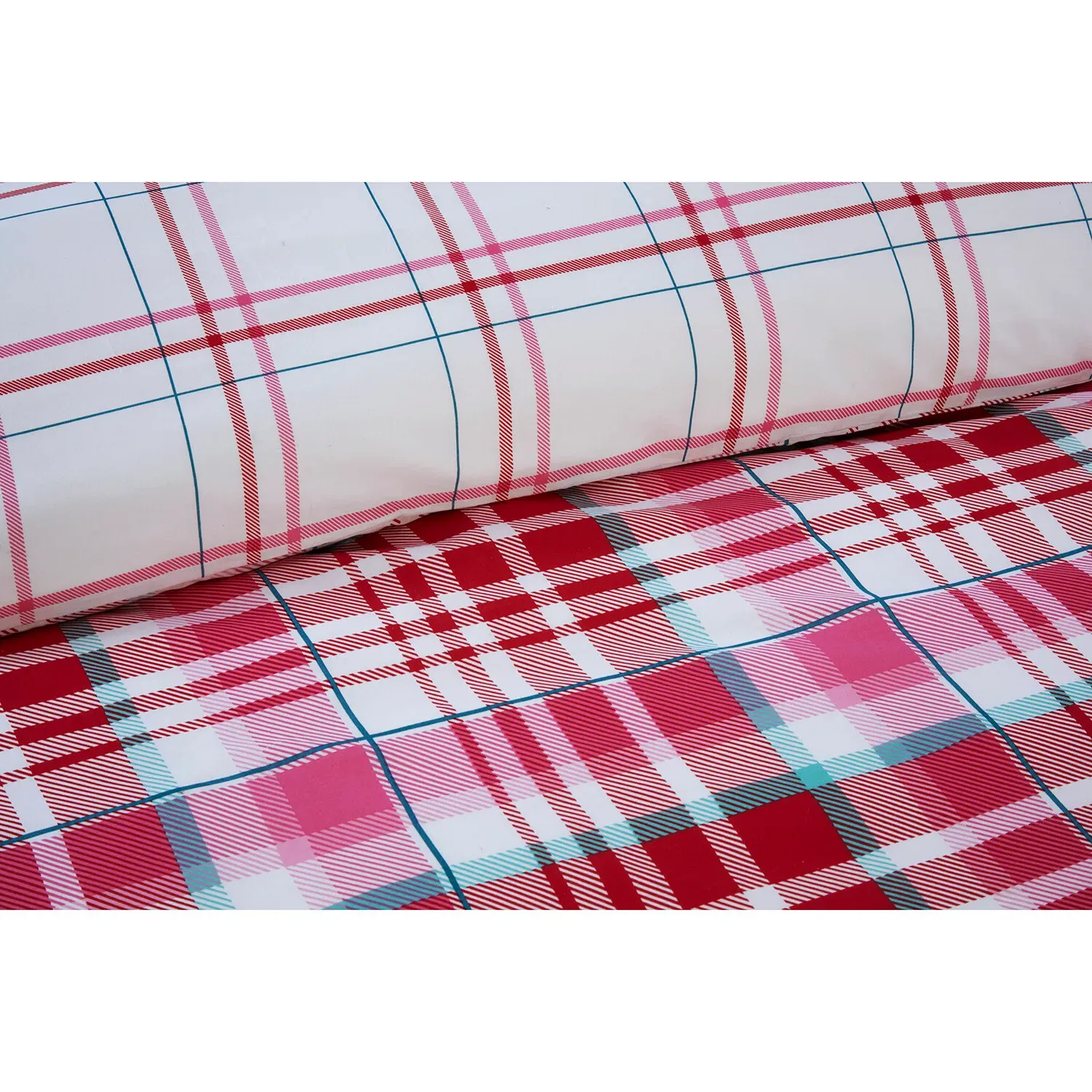 Ailsa Check Single Duvet Cover and Pillowcase Set - Pink