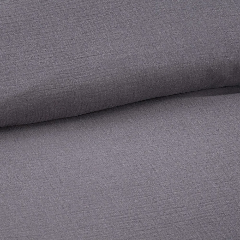 Alba Muslin King Duvet Cover Set - Grey, Cotton
