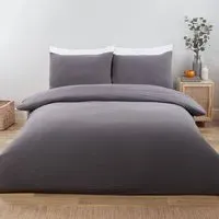 Alba Muslin King Duvet Cover Set - Grey, Cotton