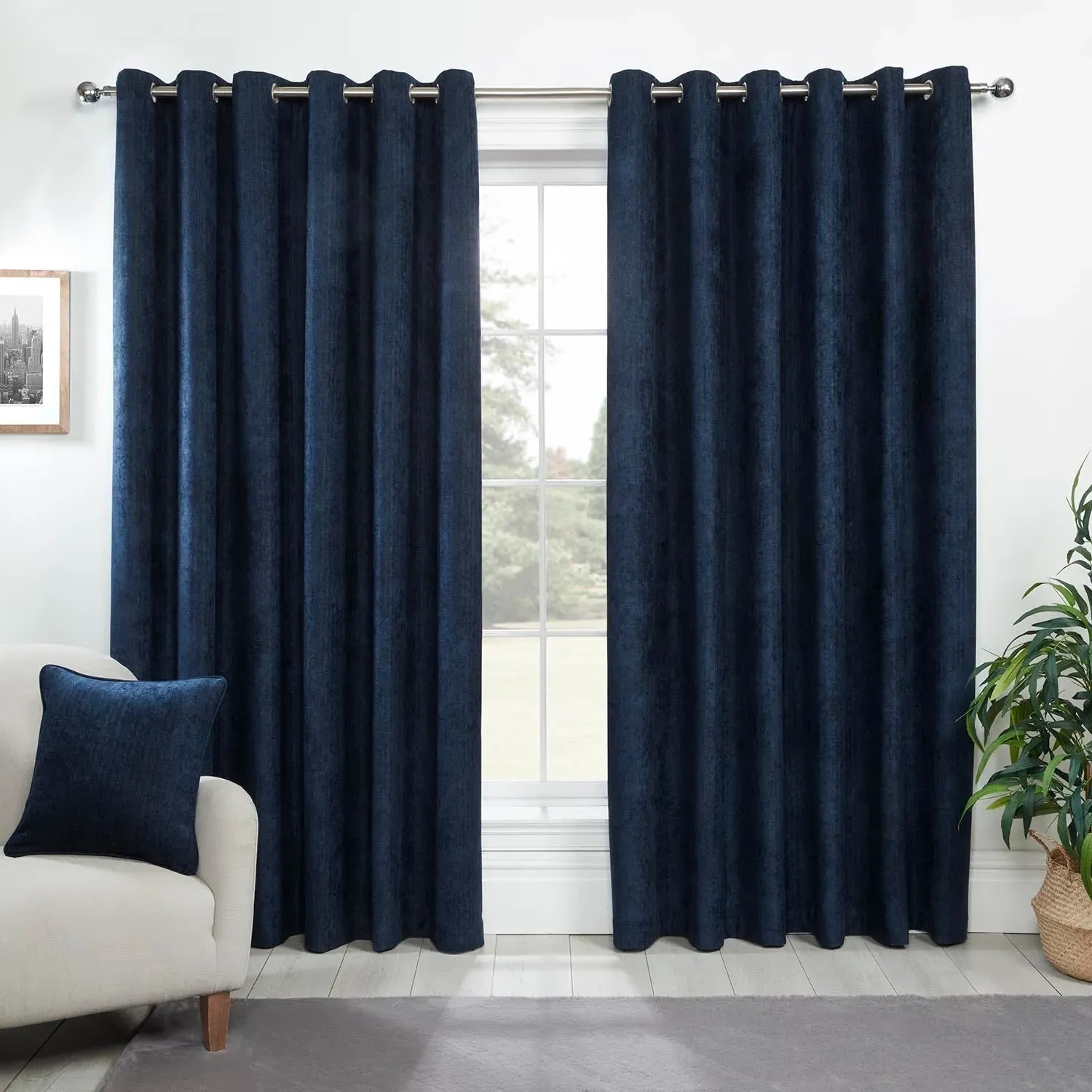 Alden Thermal Curtain - Navy, Chenille