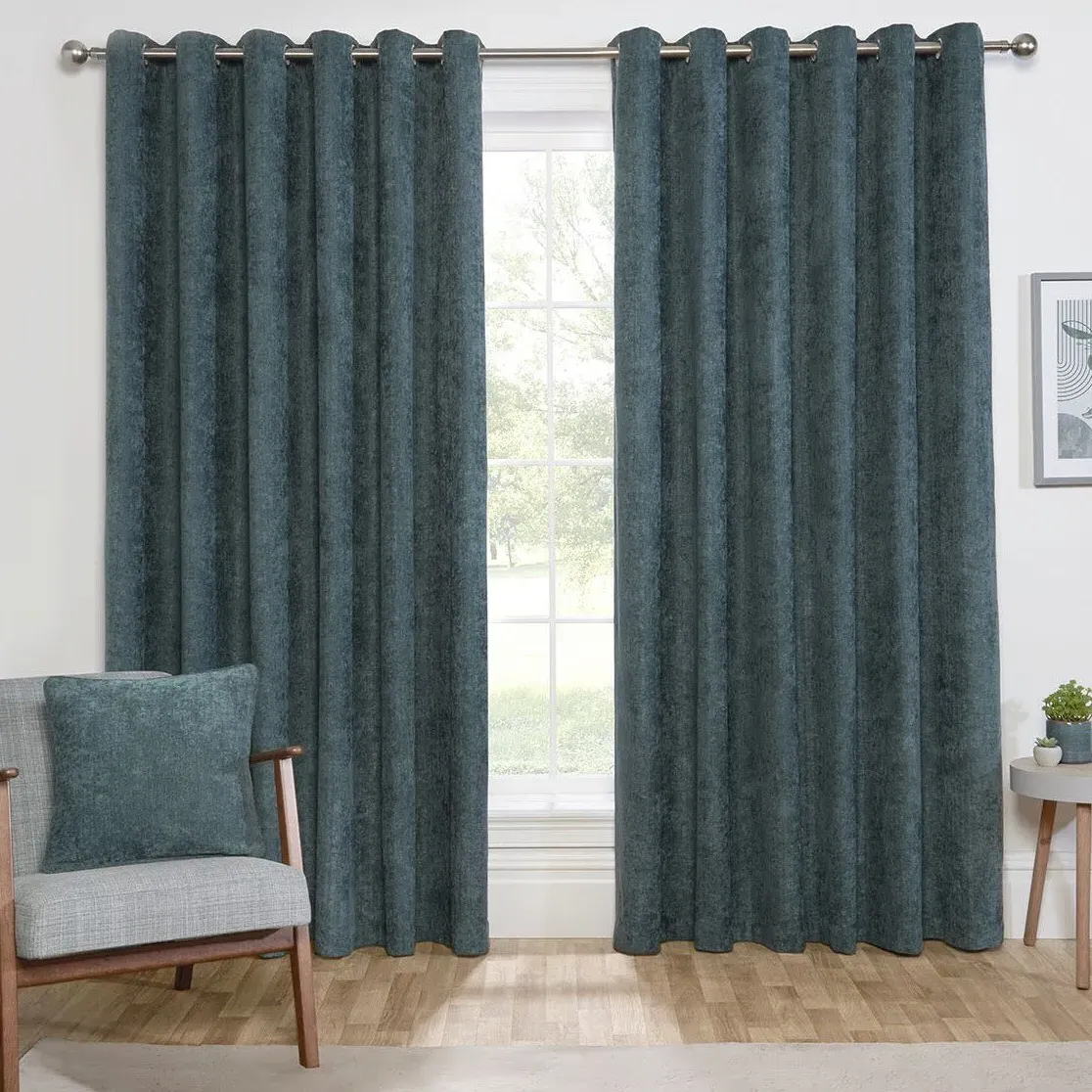 Alden Thermal Curtains - Emerald, Chenille
