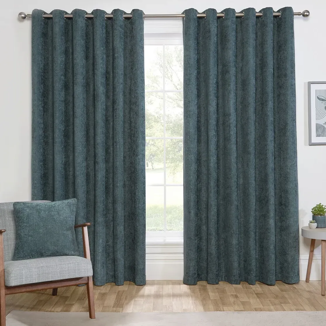 Alden Thermal Curtains - Emerald, Chenille