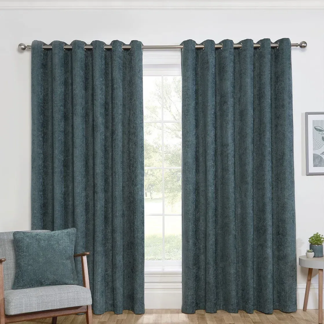 Alden Thermal Curtains - Emerald, Chenille