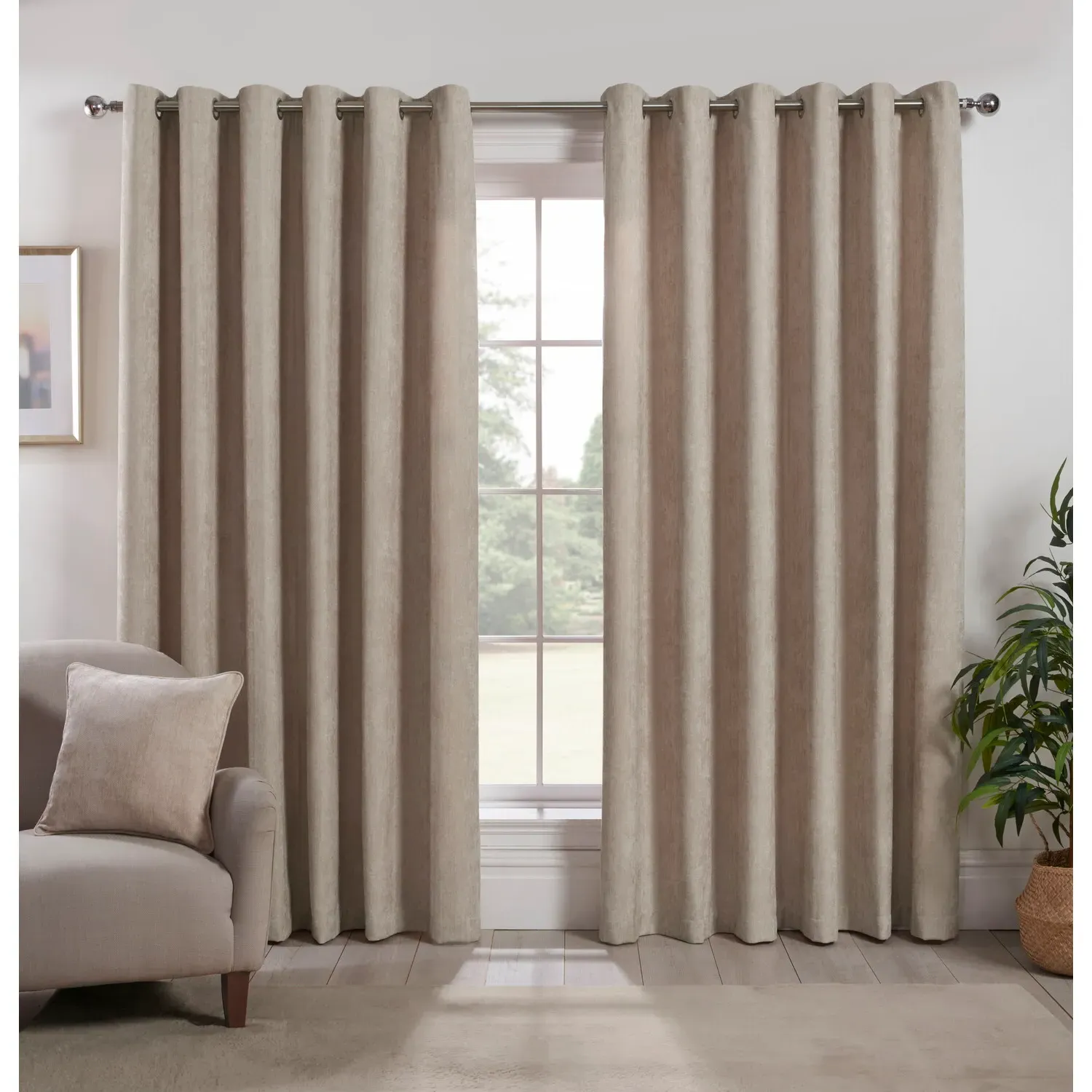 Alden Thermal Curtains - Natural, Chenille