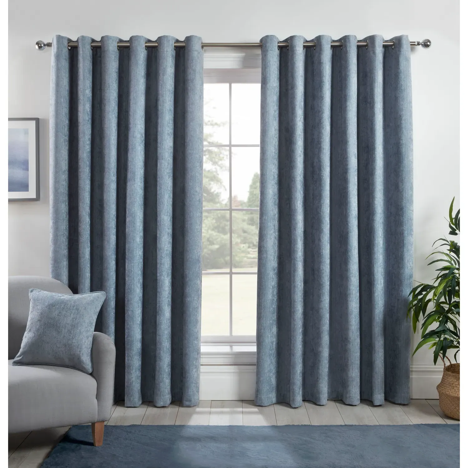 Alden Thermal Curtains - Powder Blue, Chenille