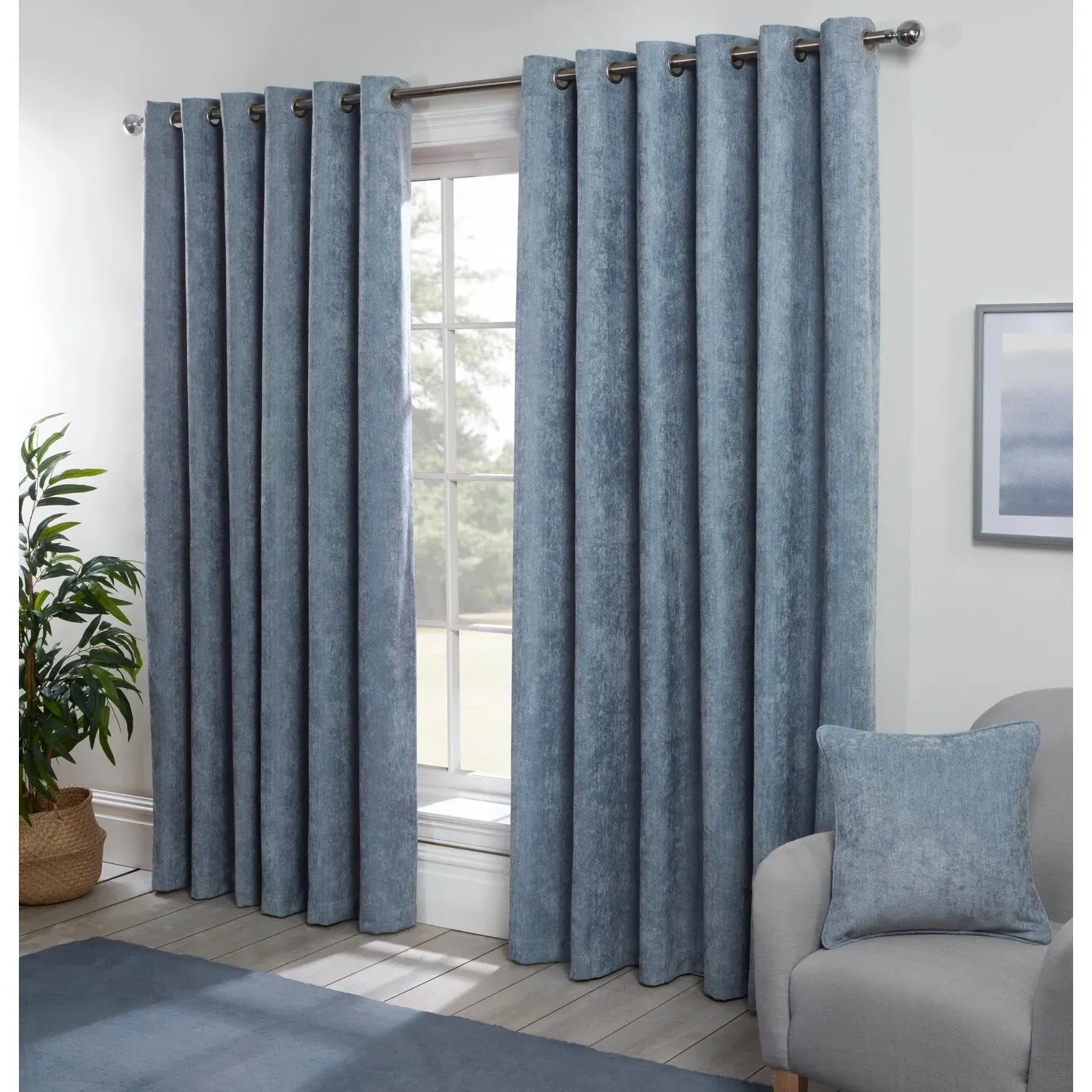 Alden Thermal Curtains - Powder Blue, Chenille