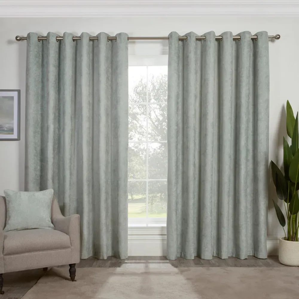 Alden Thermal Eyelet Curtain - Sage, Chenille