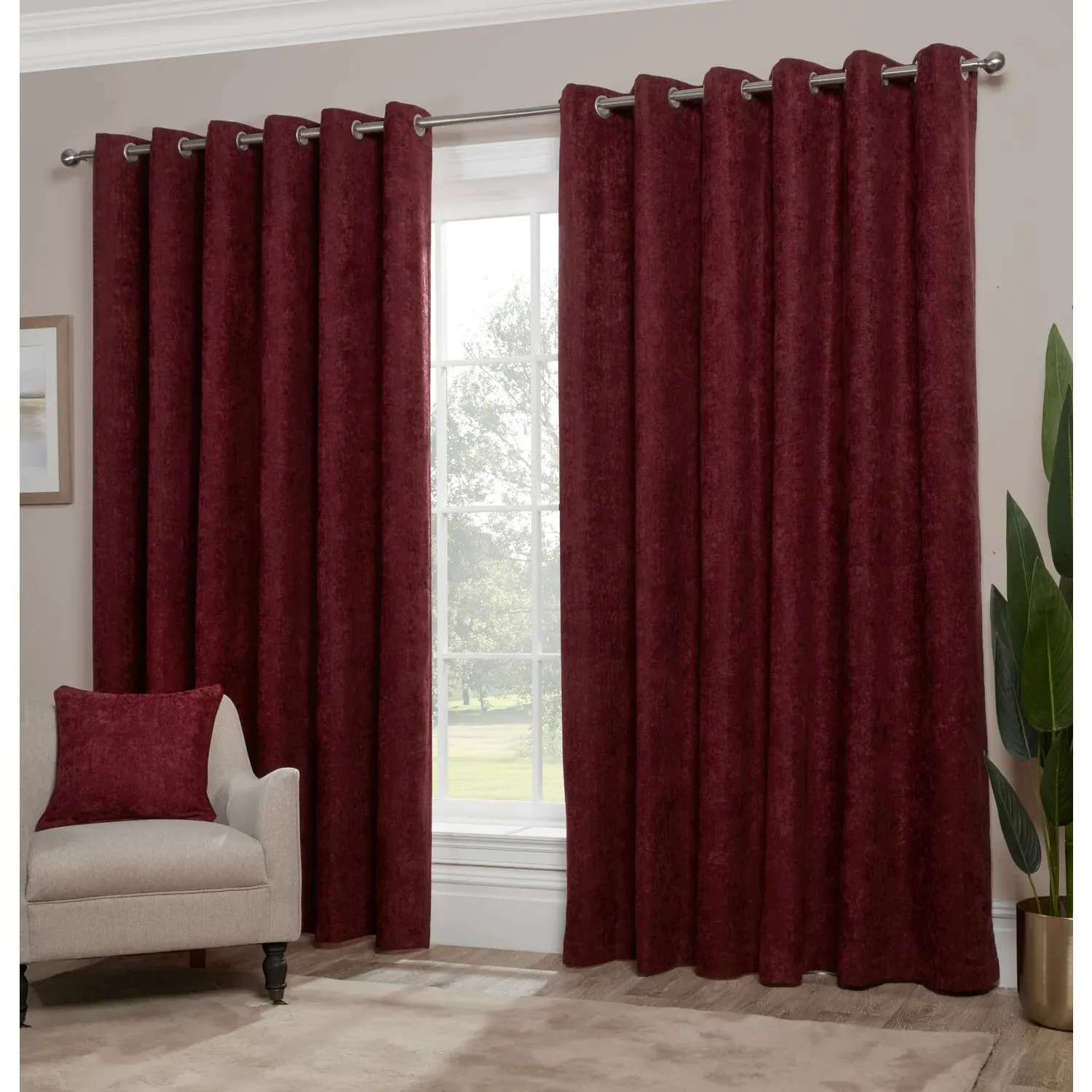 Alden Thermal Eyelet Curtains - Mulberry, Chenille