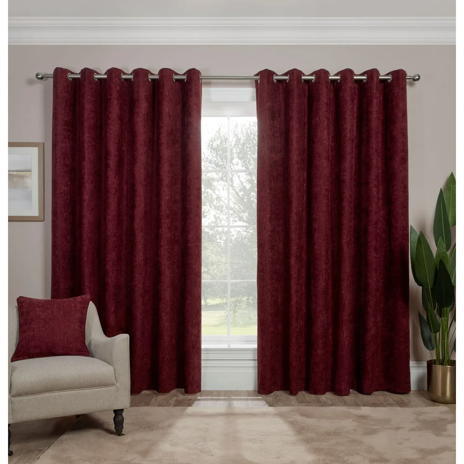 Alden Thermal Eyelet Curtains - Mulberry, Chenille image