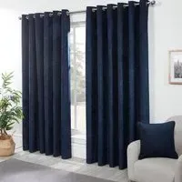 Alden Thermal Eyelet Curtains - Navy, Chenille
