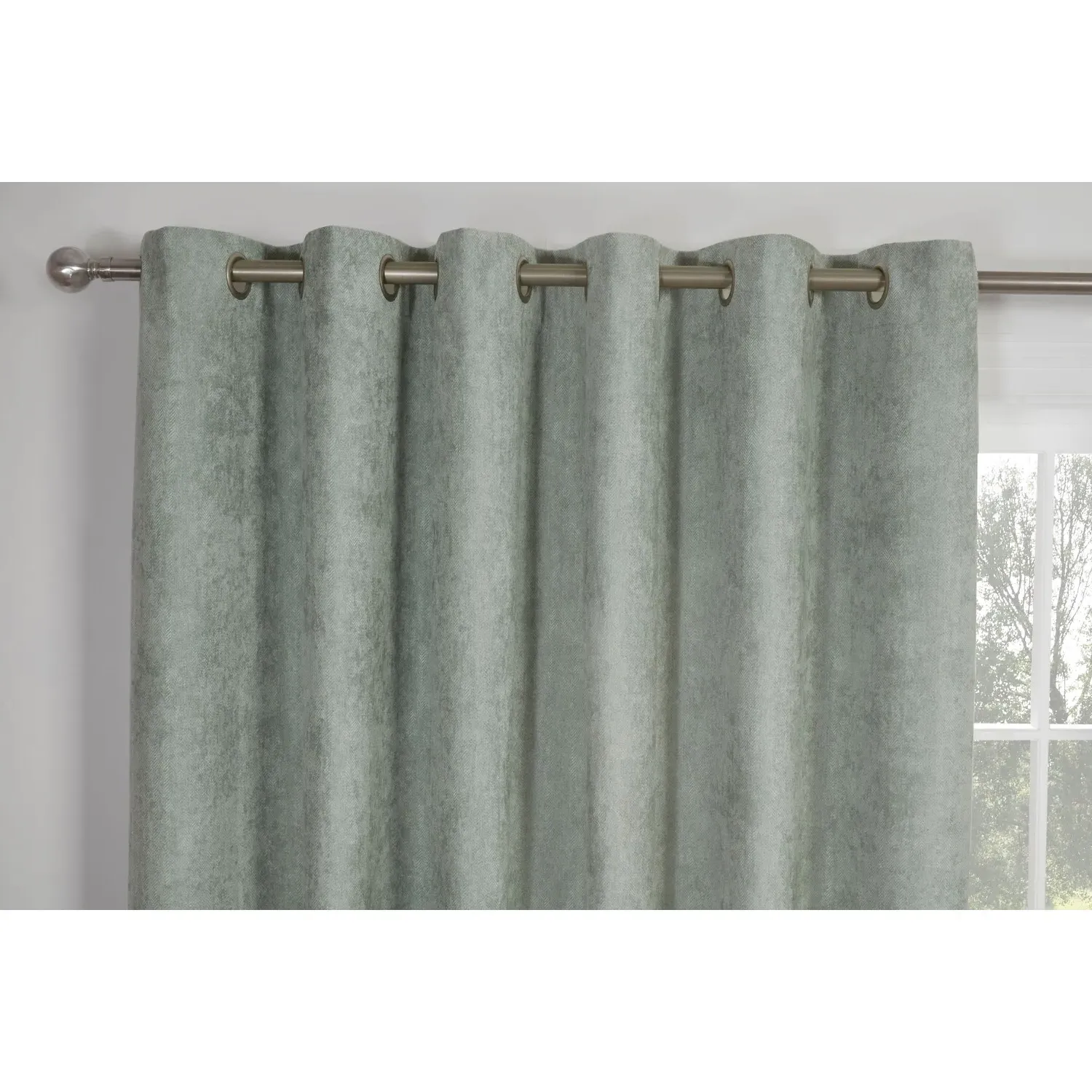 Alden Thermal Eyelet Curtains - Sage, Chenille
