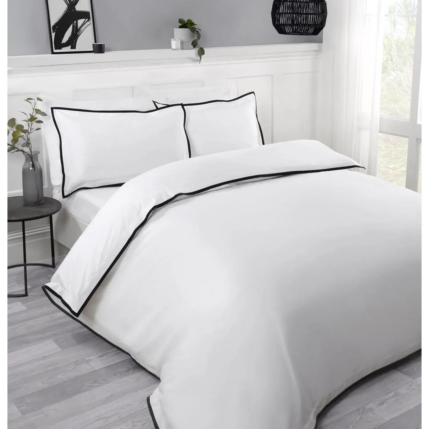 Alston Double Oxford Trim Duvet Set - White, Cotton