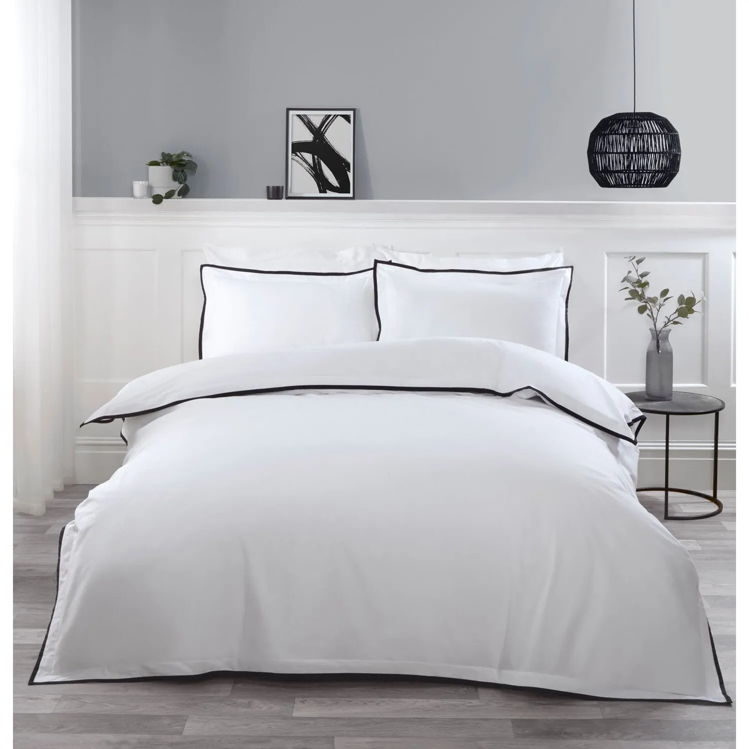 Alston Double Oxford Trim Duvet Set - White, Cotton image