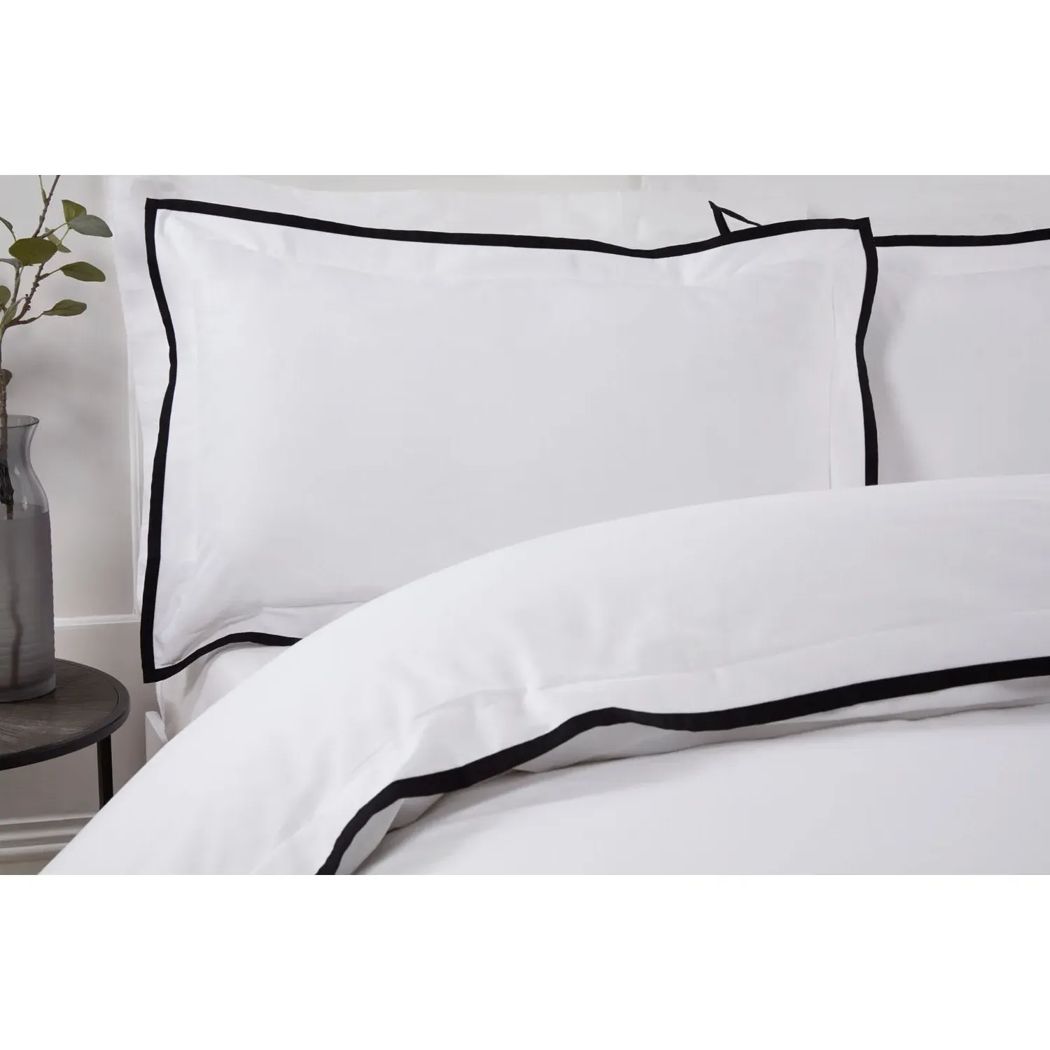 Alston King Size Oxford Trim Duvet Cover - White, Cotton