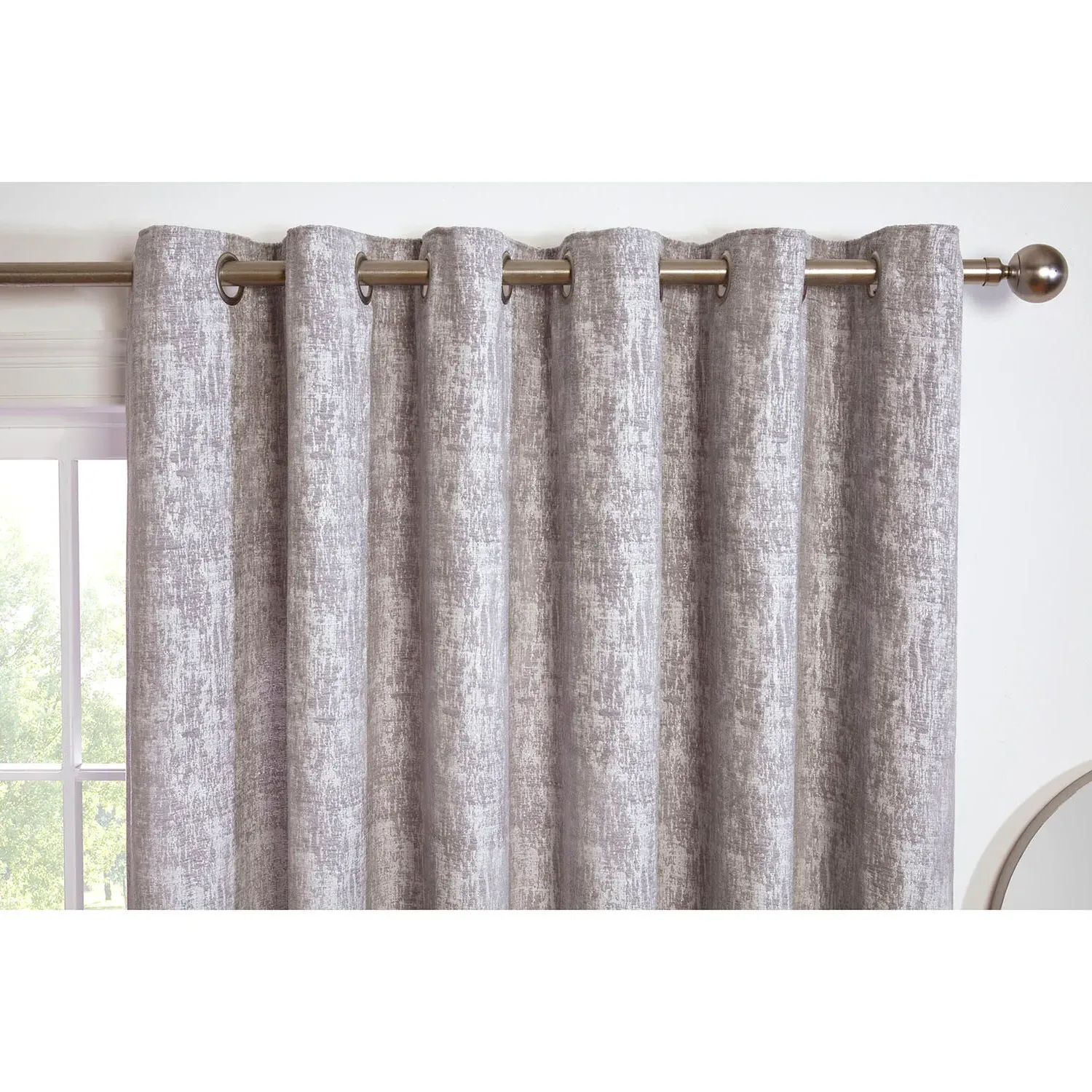 Amara Chenille Eyelet Curtain - Silver