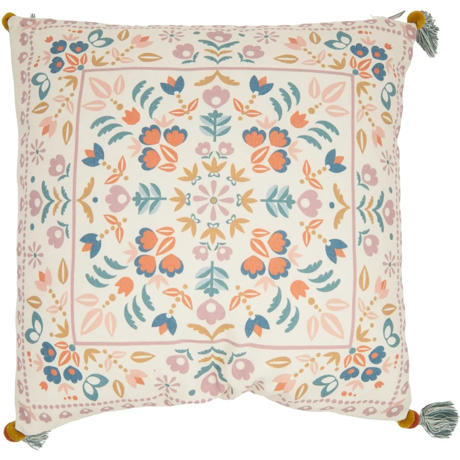 Amari Floral Cushion with Pom Pom Tassels image