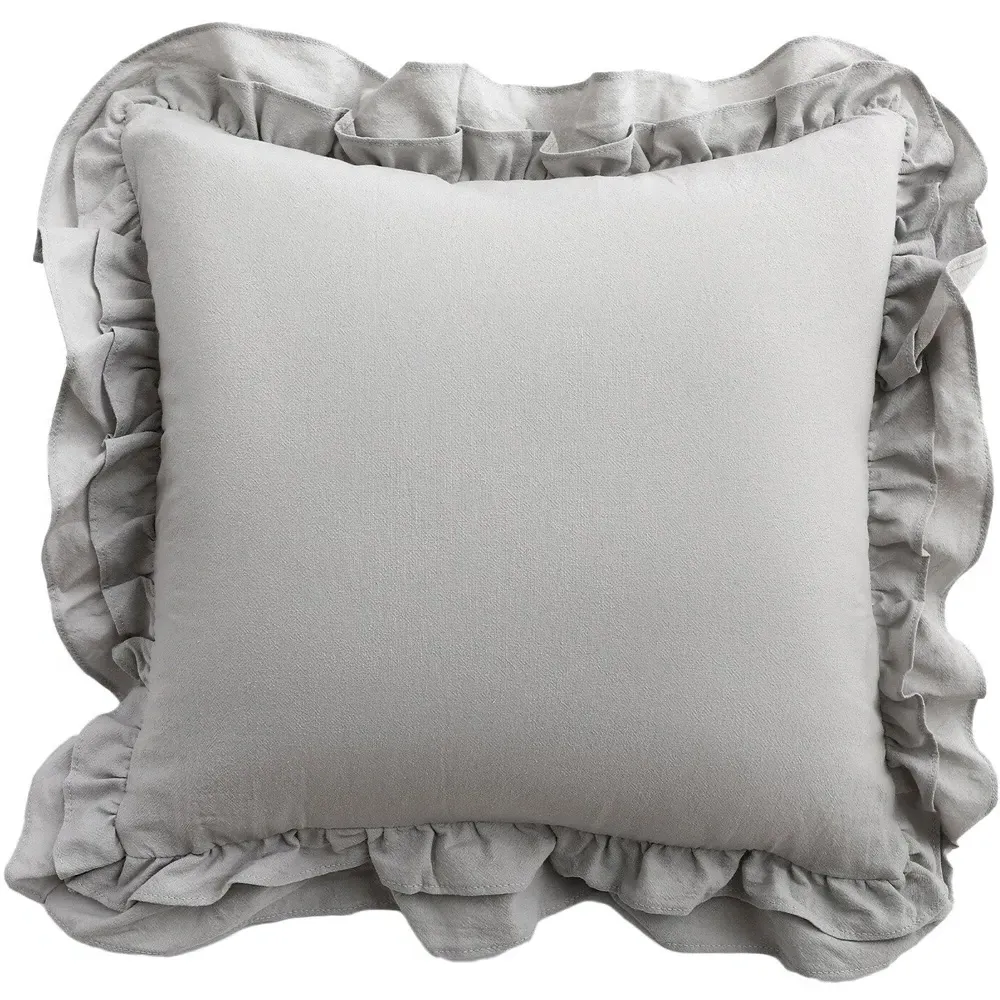 Amelie Ruffle Cushion - Grey, Cotton