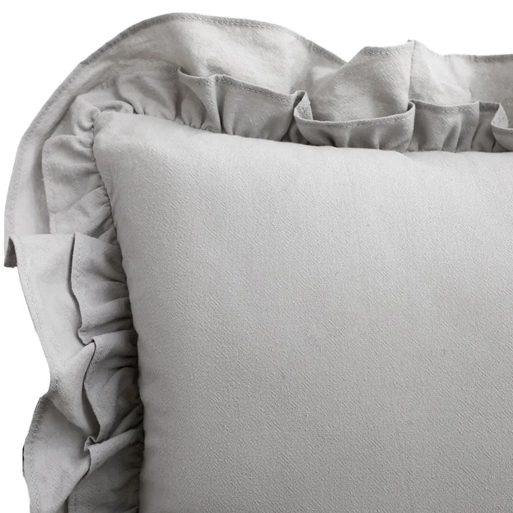 Amelie Ruffle Cushion - Grey, Cotton