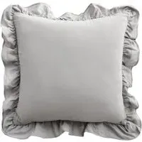 Amelie Ruffle Cushion - Grey, Cotton