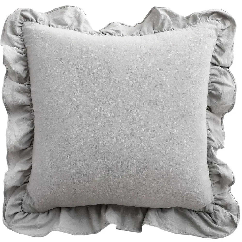 Amelie Ruffle Cushion - Grey, Cotton image