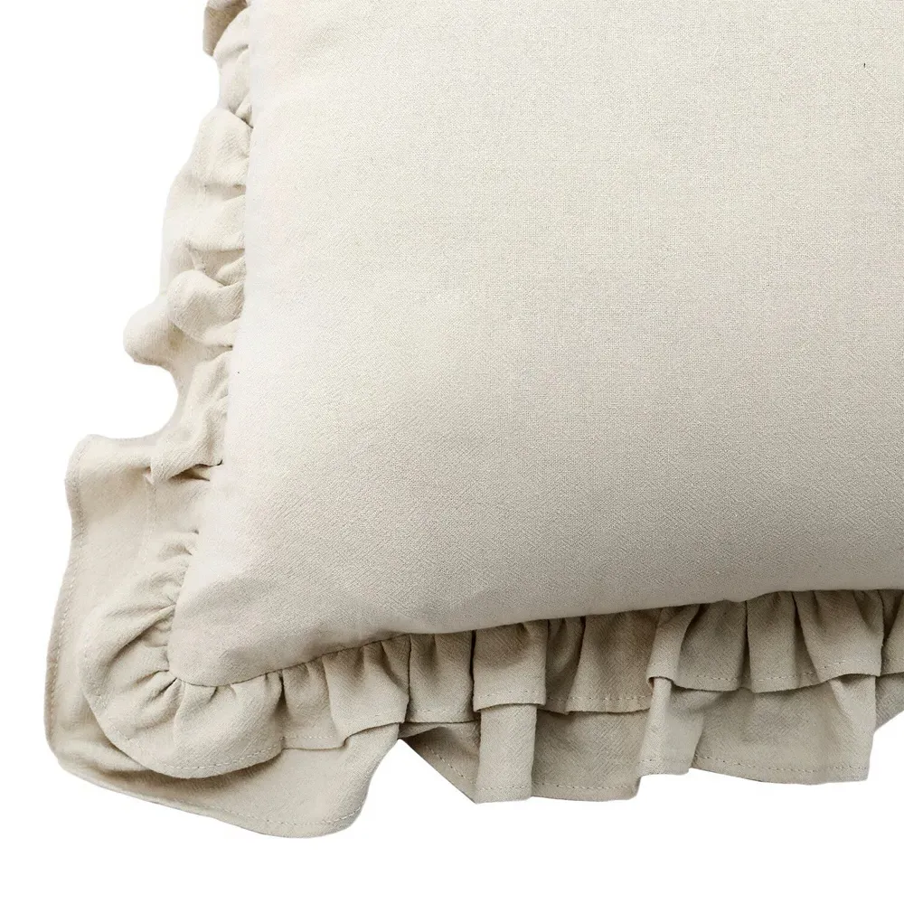 Amelie Ruffle Cushion - Natural, Cotton