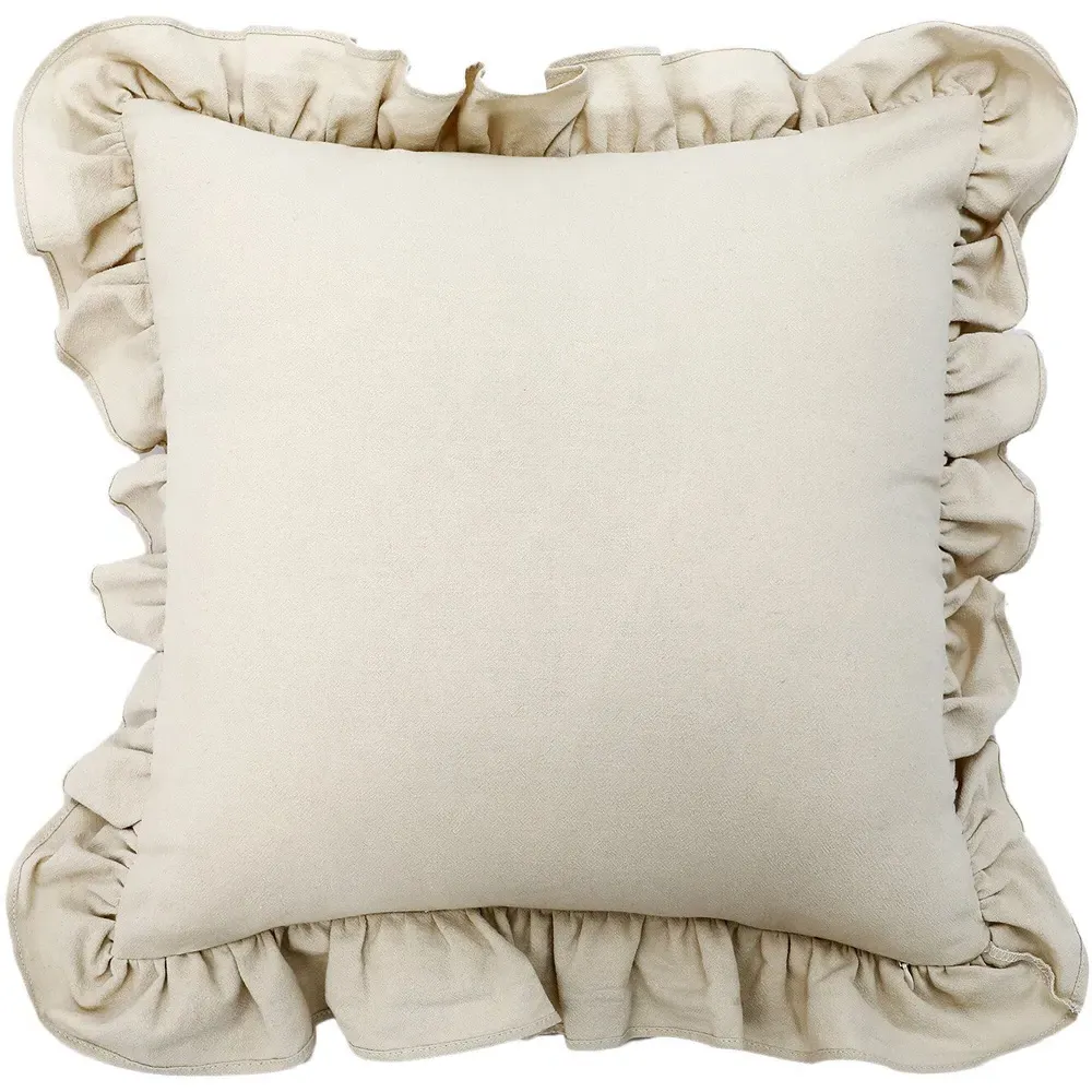 Amelie Ruffle Cushion - Natural, Cotton