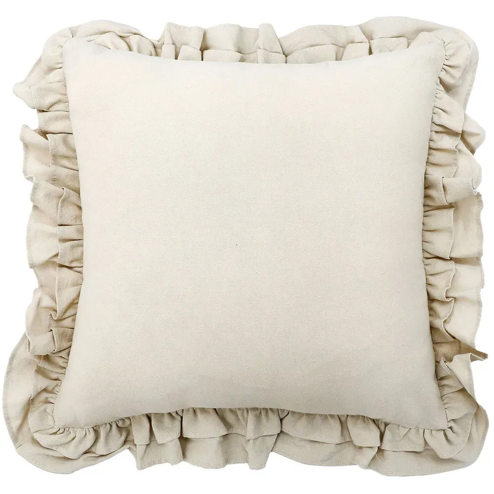 Amelie Ruffle Cushion - Natural, Cotton