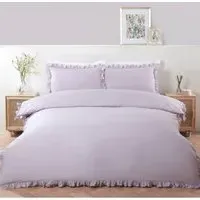 Amelie Ruffle Superking Duvet Set - Lilac, Cotton