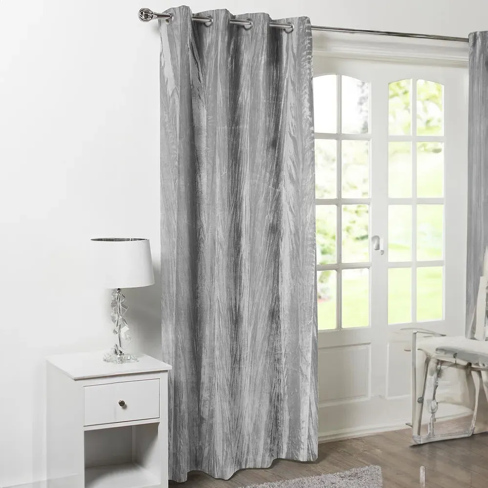 Anastasia Velvet Eyelet Curtain Panel - Silver image