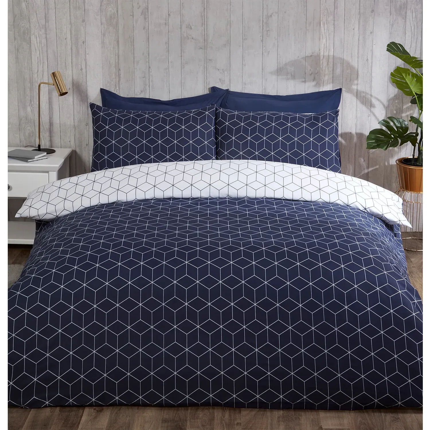 Apollo Double Duvet Cover and Pillowcase Set - Navy