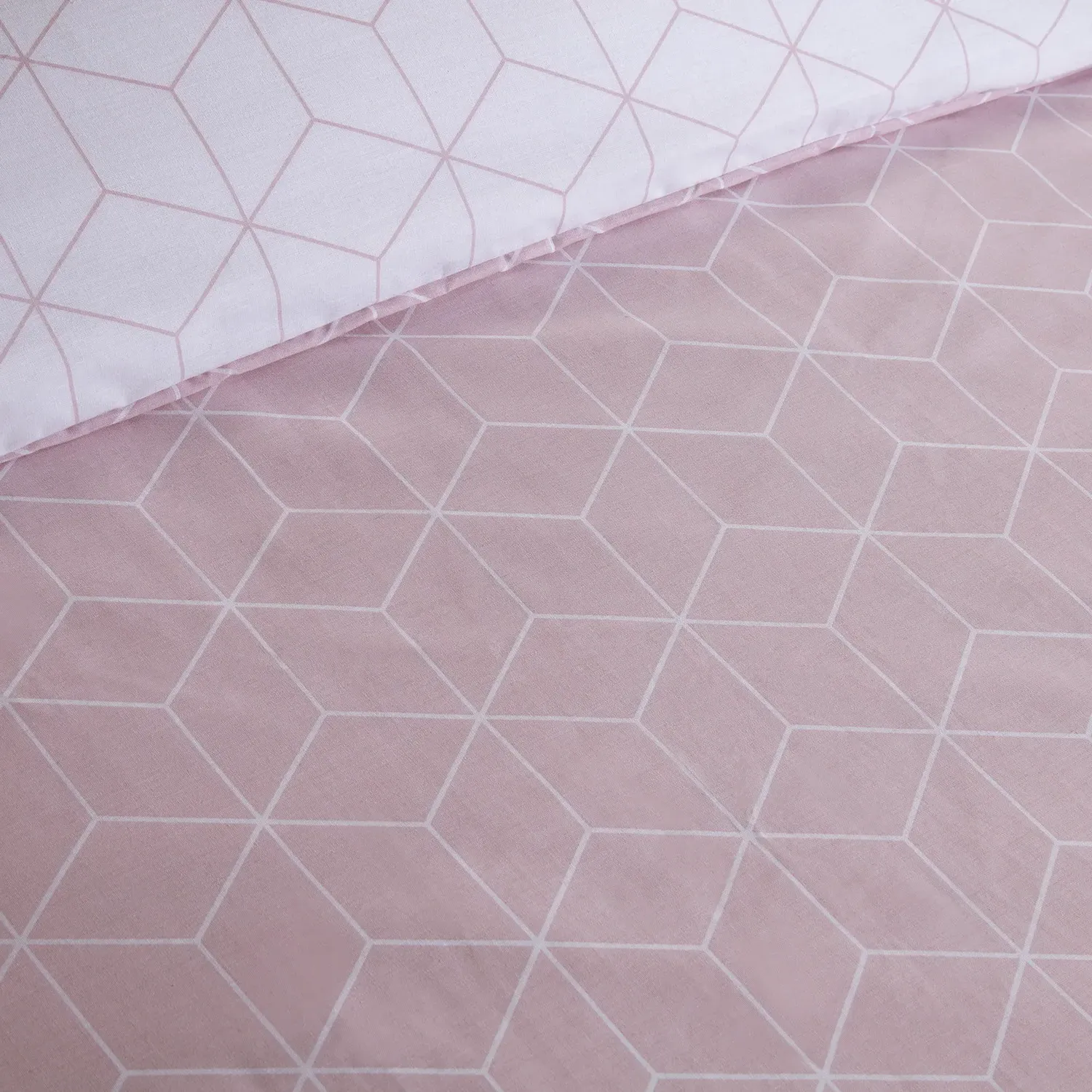 Apollo Geo King Size Duvet Cover and Pillowcase Set - Blush