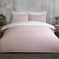 Apollo Geo King Size Duvet Cover and Pillowcase Set - Blush