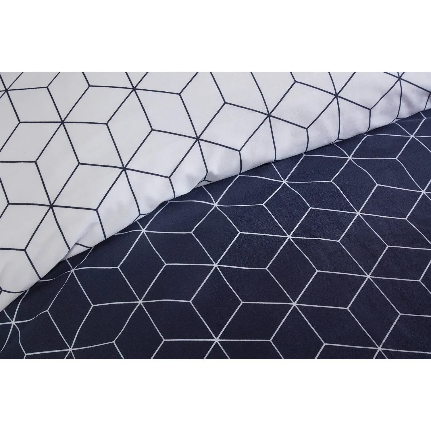 Apollo Geo King Size Duvet Cover and Pillowcase Set - Navy